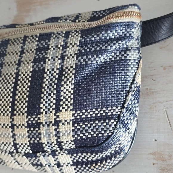 Clare V Plaid Fanny Pack In Navy/Cream - Picture 4 of 13